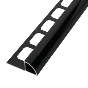 Tegelprofiel Kwartrond Aluminium Zwart Hoogglans Geanodiseerd Lengte 2,50 m - 12,5 mm