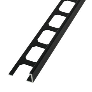 Tegelprofiel Haaks Aluminium Zwart Hoogglans Geanodiseerd Lengte 2,50 m - 12,5 mm