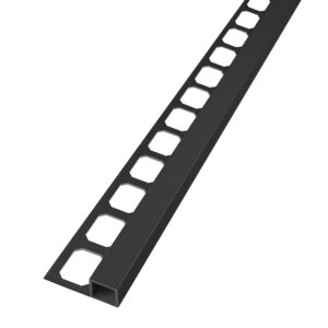 Tegelprofiel Quadro Aluminium Gepoedercoat Zwart Mat Lengte 2,50 m - 12,5 mm