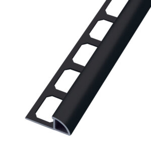 Tegelprofiel Kwartrond Aluminium Stuctuur  Zwart Mat Lengte 2,50 m - 8,0 mm