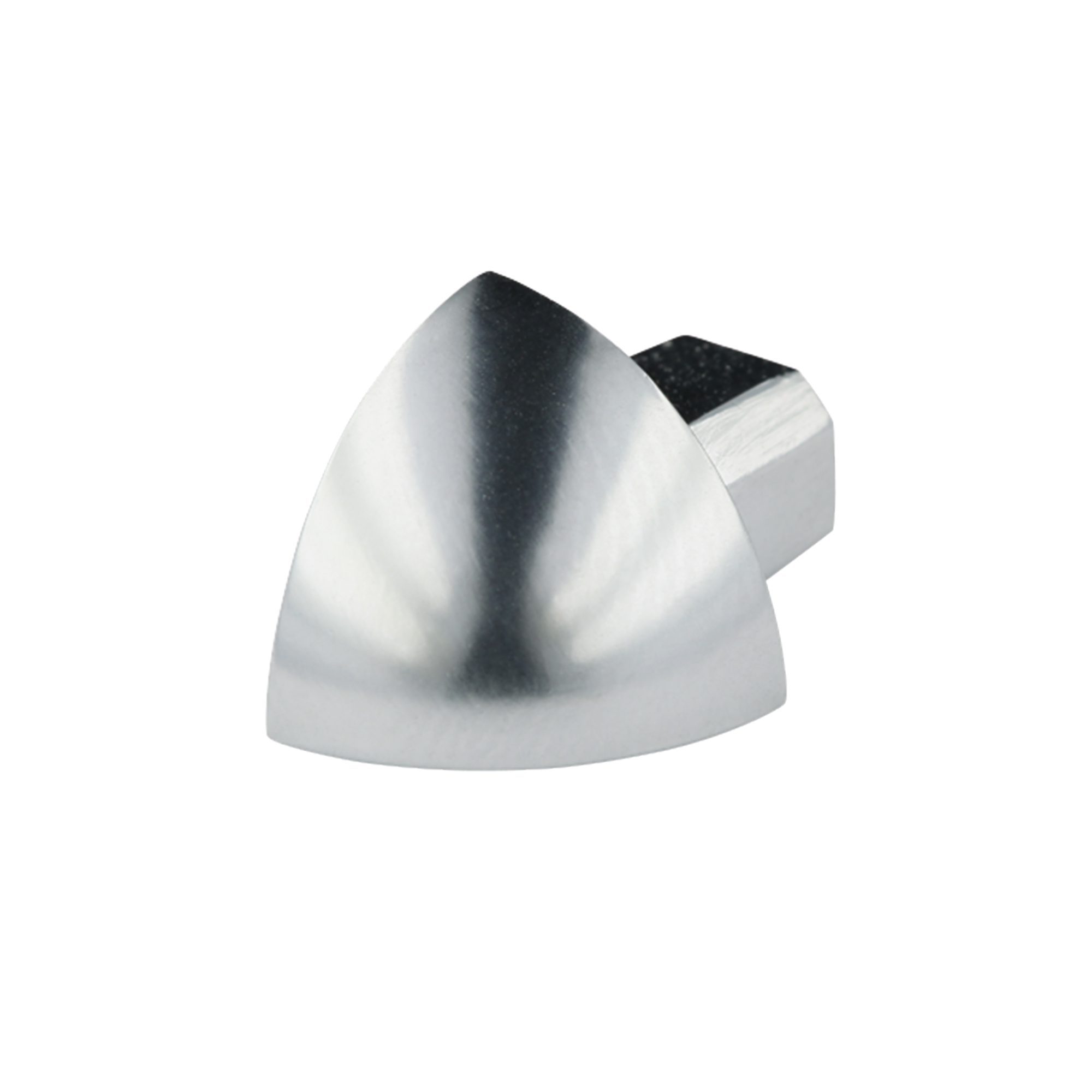 Hoekstuk Uitwendig Kwartrond Aluminium Zilver Hoogglans Geanodiseerd