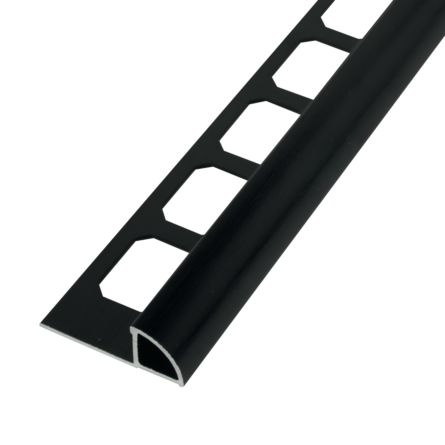 Tegelprofiel Kwartrond Aluminium Zwart Hoogglans Geanodiseerd Geborsteld