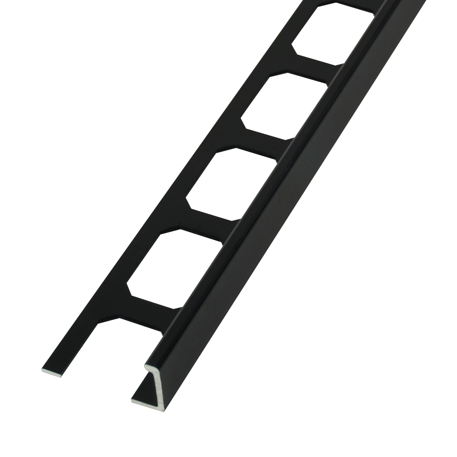 Tegelprofiel Haaks Aluminium Zwart Hoogglans Geanodiseerd