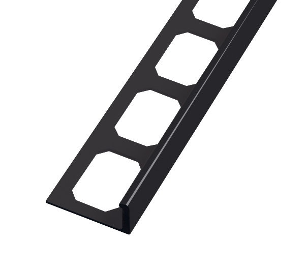 Tegelprofiel Haaks Aluminium Gepoedercoat Zwart Glanzend